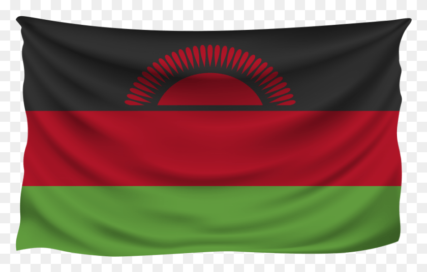861x526 Malawi Wrinkled Flag Flag, Symbol, Logo, Trademark HD PNG Download