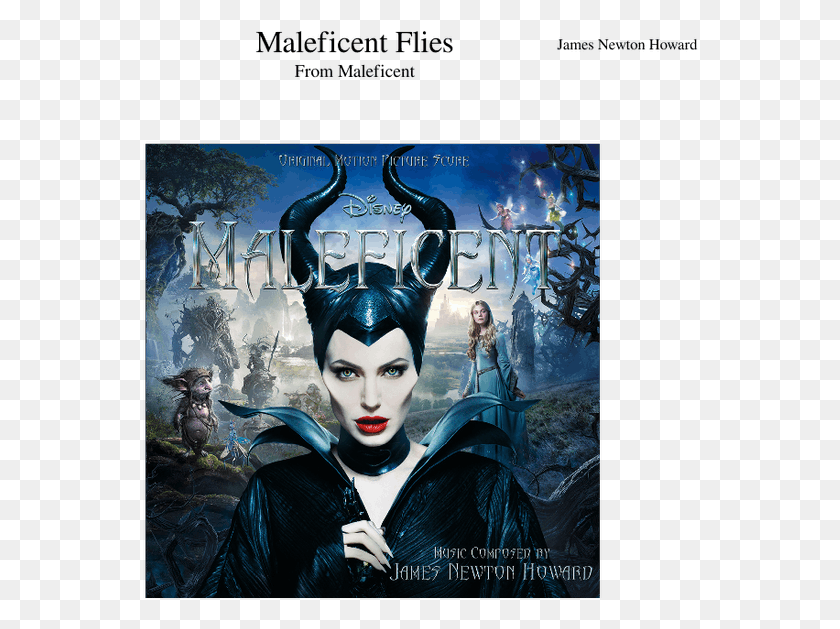 556x569 Maleficent Flies Sheet Music For Flute Clarinet Piano Maleficent Blu Ray, Person, Human, Poster HD PNG Download