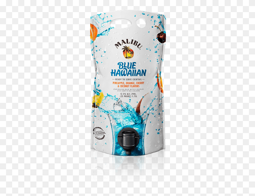 267x588 Malibu Blue Hawaiian Malibu Rum Pouch, Bottle, Beverage, Drink HD PNG Download