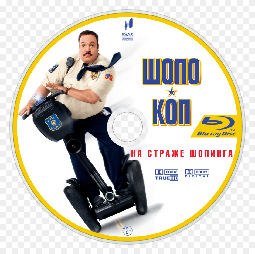 1000x1000 Mall Cop Bluray Disc Image Mall Cop Movie Poster, Person, Human, Transportation HD PNG Download