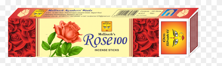 4217x1037 Mallinath Rose Fragrance Incense Sticksagarbatti 100 Garden Roses, Text, Label, Paper HD PNG Download