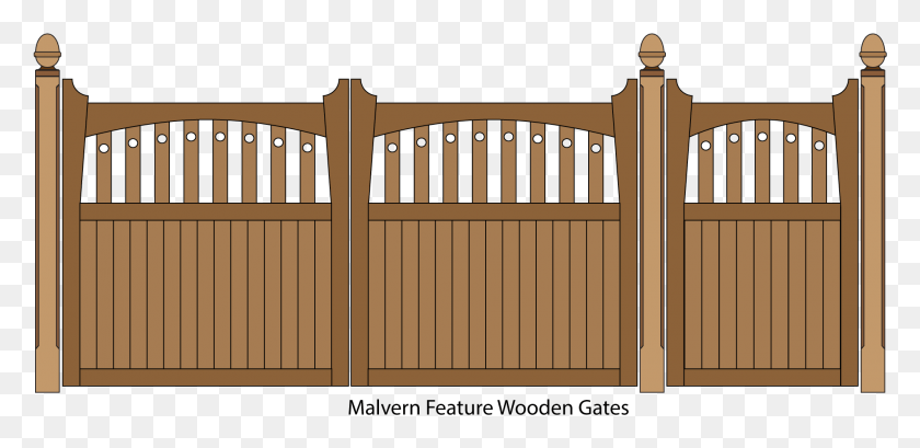 1903x853 Malvern Wooden Driveway And Pedestrian Gates Gate, Furniture, Crib, Weapon HD PNG Download