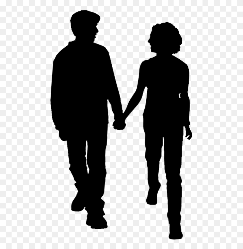 497x800 Man And Woman Hand In Hand Pluspng People Walking Silhouette, Text, Electronics, Clothing HD PNG Download