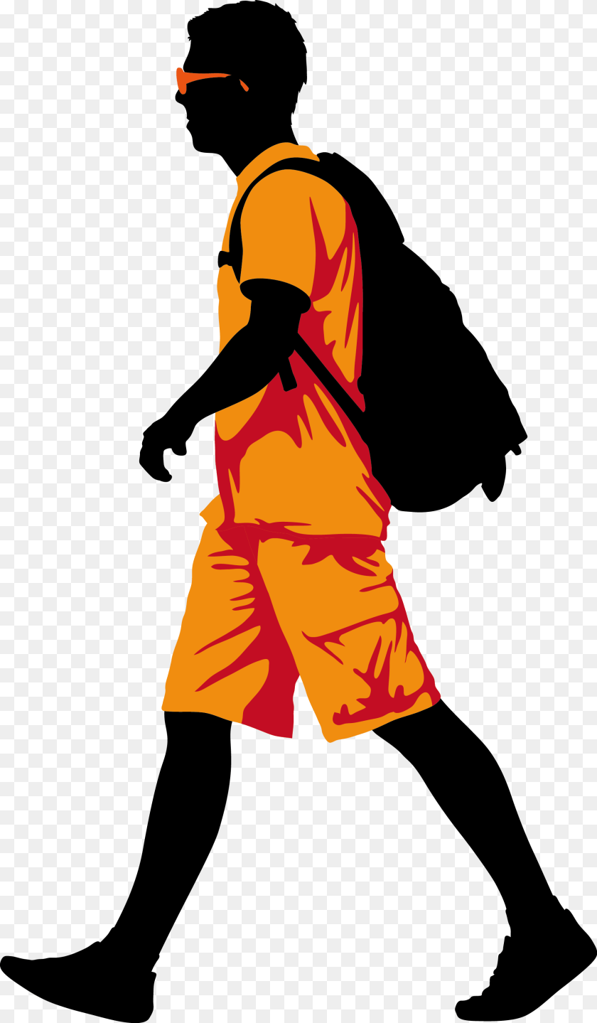 Man Clip Art, Walking, Person, Silhouette, Shorts PNG