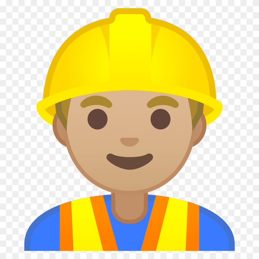 Man Construction Worker Emoji Clipart, Clothing, Hardhat, Helmet, Face Sticker PNG