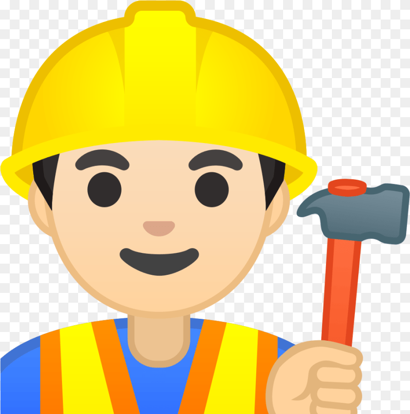 952x961 Man Construction Worker Light Skin Tone Icon Noto Emoji Construction Emoji, Clothing, Hardhat, Helmet, Person Transparent PNG