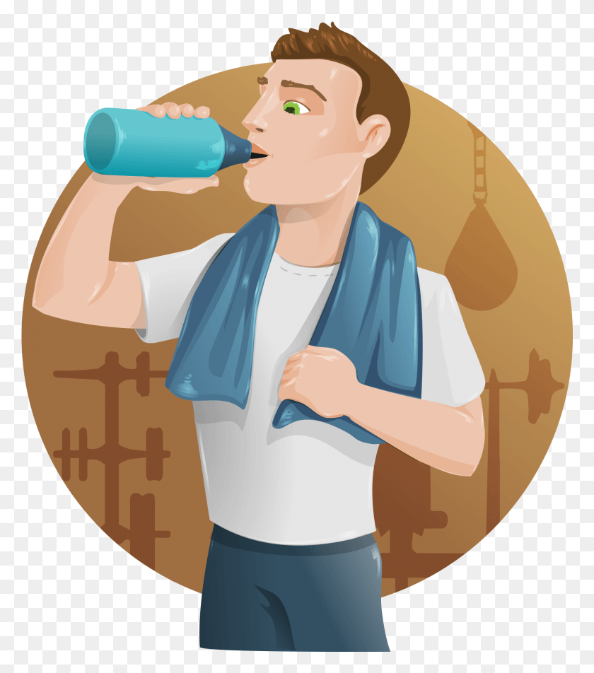 1621x1854 Man Drinking Water Vector Clipart Fitness Vector Free, Person, Human, Clothing HD PNG Download