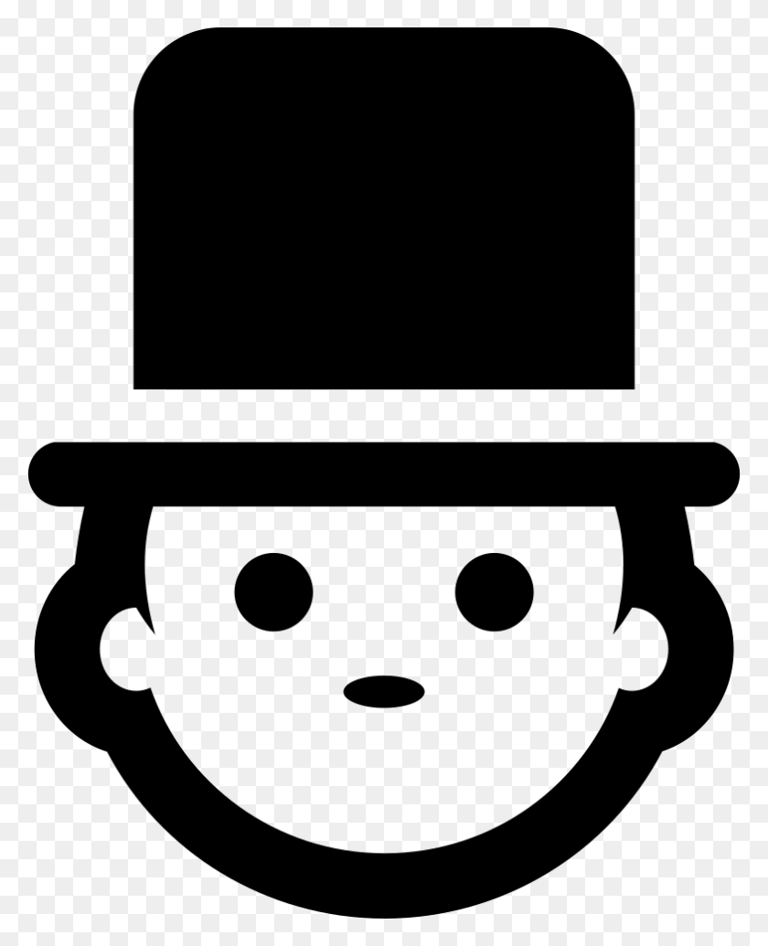 784x980 Man Face With Top Hat Comments Man With Hat Icon, Stencil, Symbol, Logo HD PNG Download