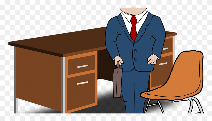 1185x641 Man In Suit Clipart Office Desk Clip Art, Furniture, Person, Human HD PNG Download