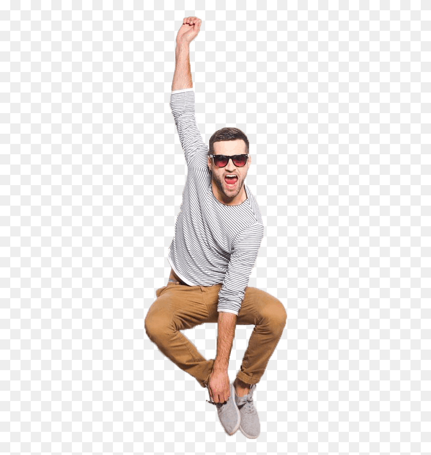 280x825 Man Jumping High Happy Jumping Person, Sunglasses, Accessories, Accessory HD PNG Download