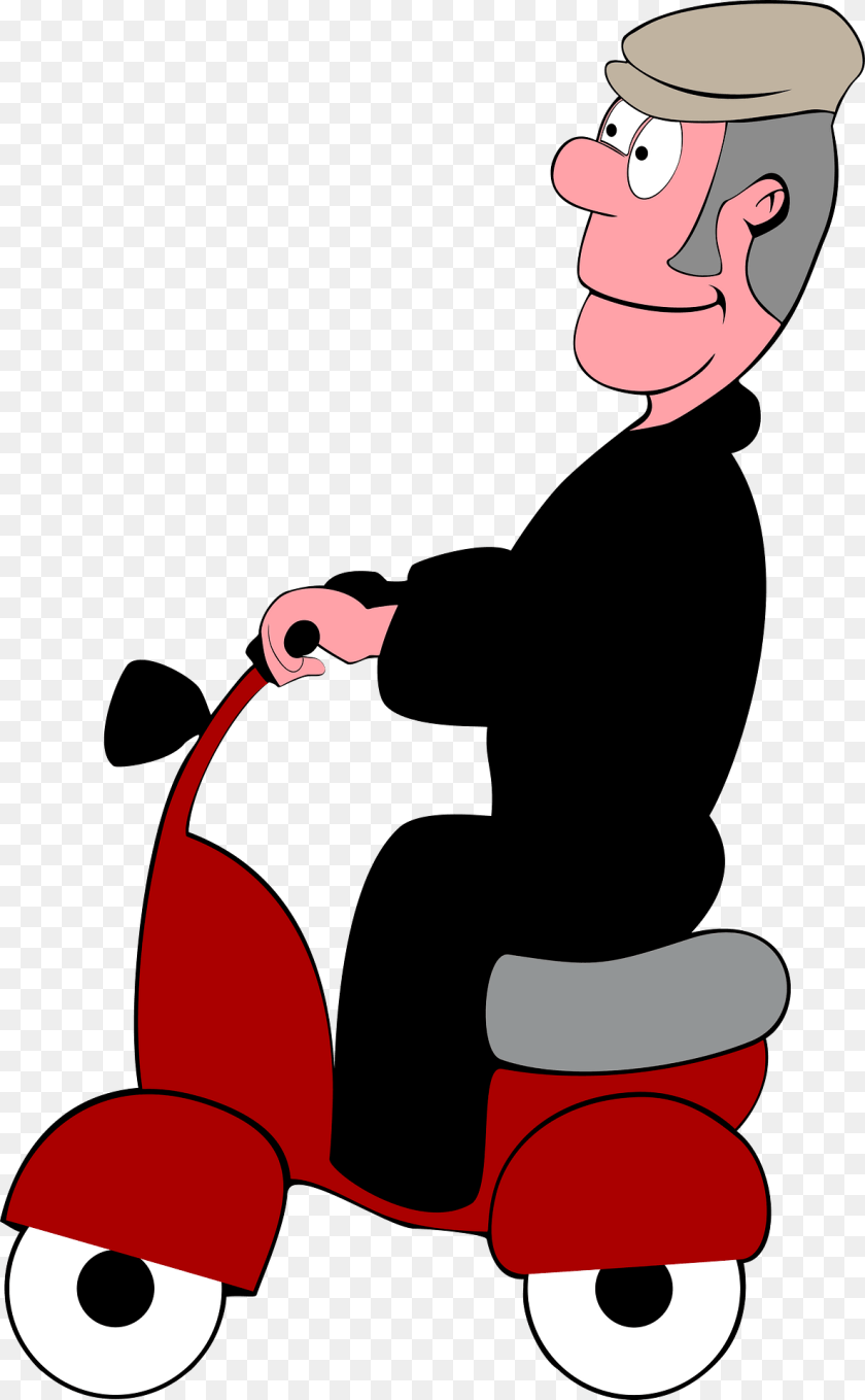 1187x1920 Man On A Scooter Clipart, Vehicle, Transportation, Plant, Tool Transparent PNG