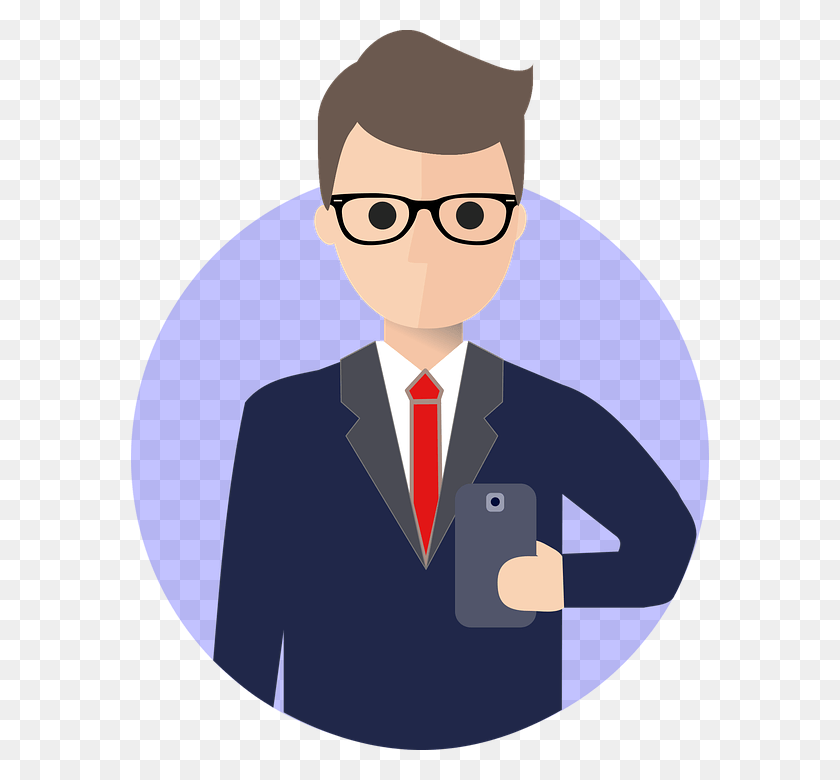 578x720 Man Profession Caricature Cellular Hombre Caricatura, Person, Human, Tie HD PNG Download