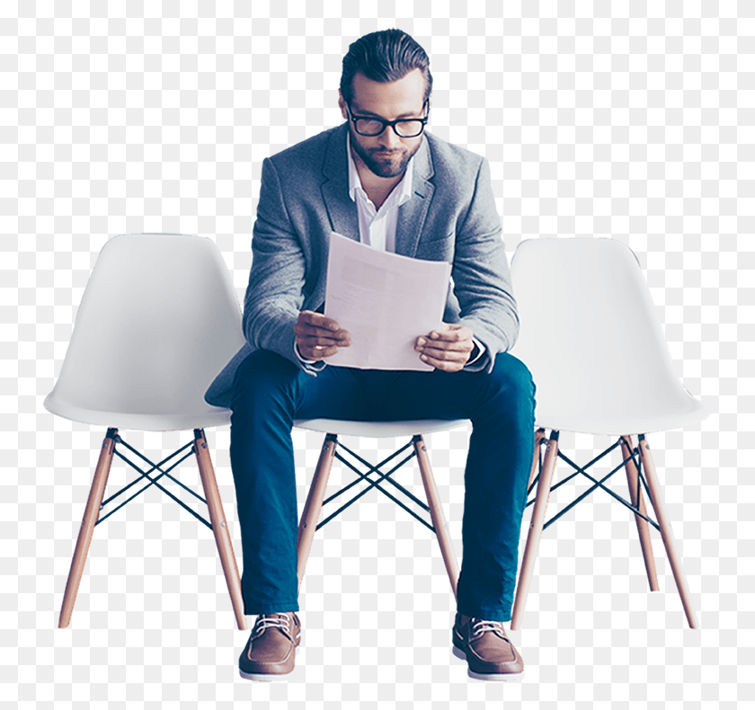 745x730 Man Reviewing Job Application Video Resume, Sitting, Person, Human HD PNG Download