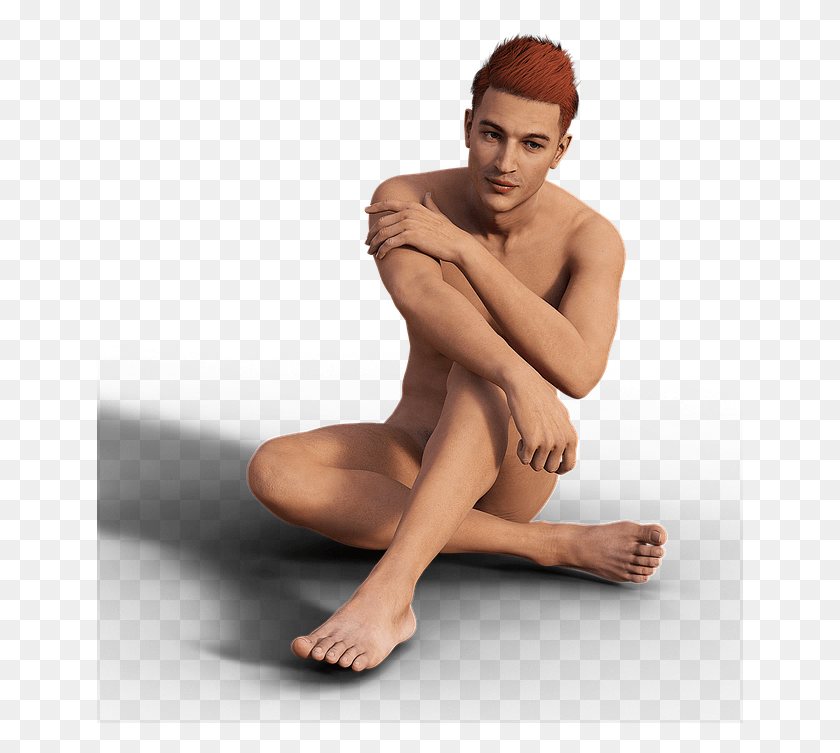 647x693 Man Sitting Naked Casual Sexuality Young Male Naked Man Sitting, Person, Human, Back HD PNG Download