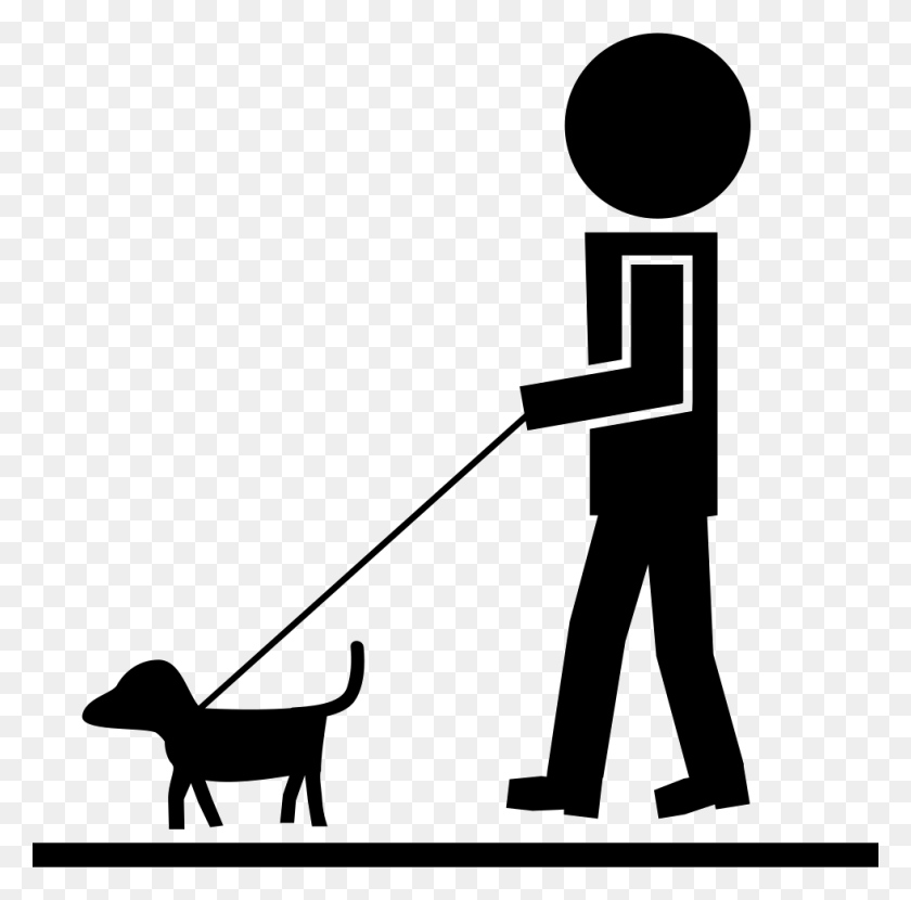 980x968 Man Walking With Pet Dog And A Cord Comments Perro Y Humano Animado, Person, Human, Cleaning HD PNG Download
