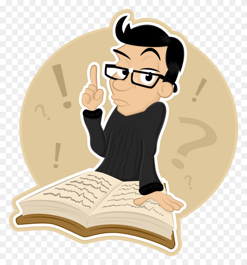 975x1050 Man With A Book Cartoon, Person, Human, Text HD PNG Download