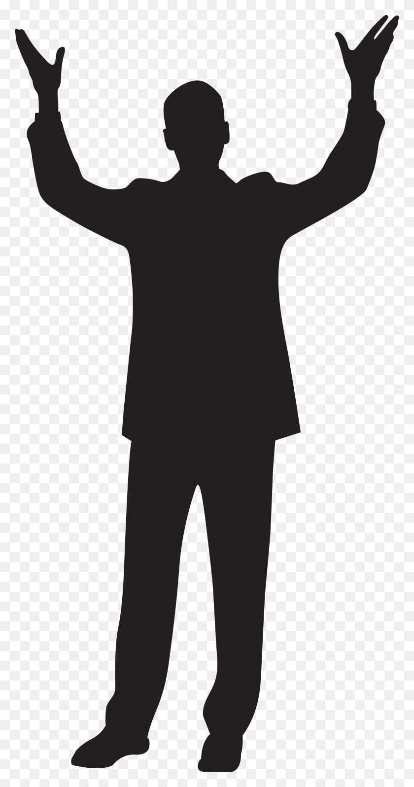 4014x7906 Man With Hands Up Silhouette Clip Art Image Man Waving Vector, Hand, Person HD PNG Download