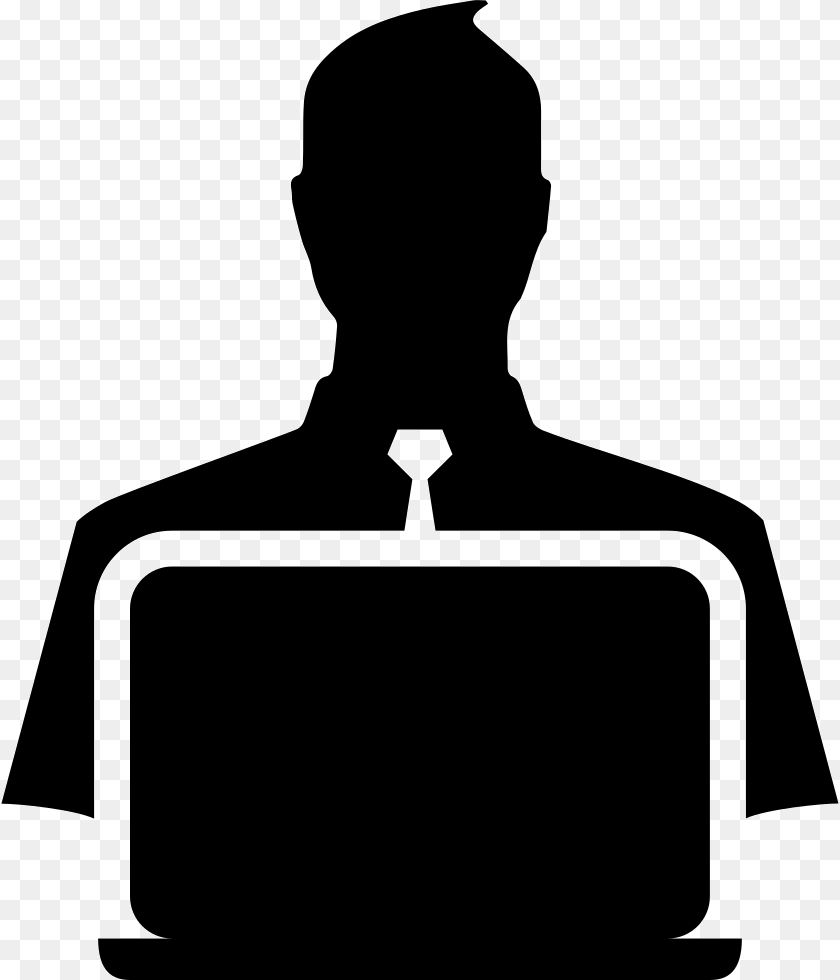 838x980 Man With Laptop Icon Man With Laptop Icon, Silhouette, Bag, Adult, Male Clipart PNG
