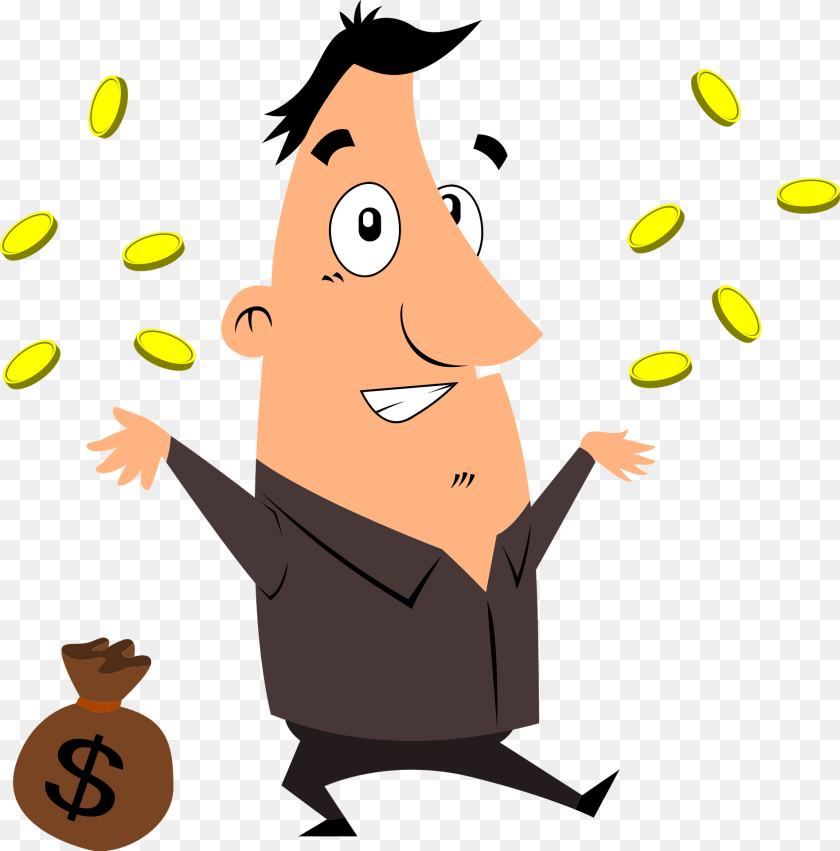 1895x1920 Man With Moneybag And Coins Clipart, Person, Cartoon, Face, Head PNG