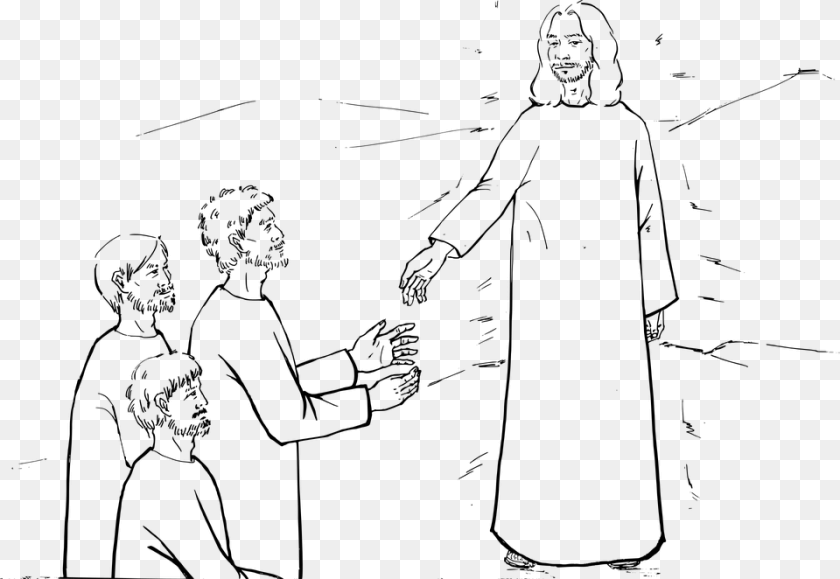 Man With Withered Hand Drawing, Gray Sticker PNG
