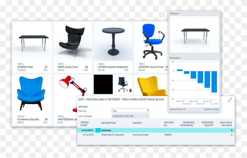 1353x830 Manage Your Financials Dynamics 365 Business Central Stock Management, Chair, Furniture, Text HD PNG Download