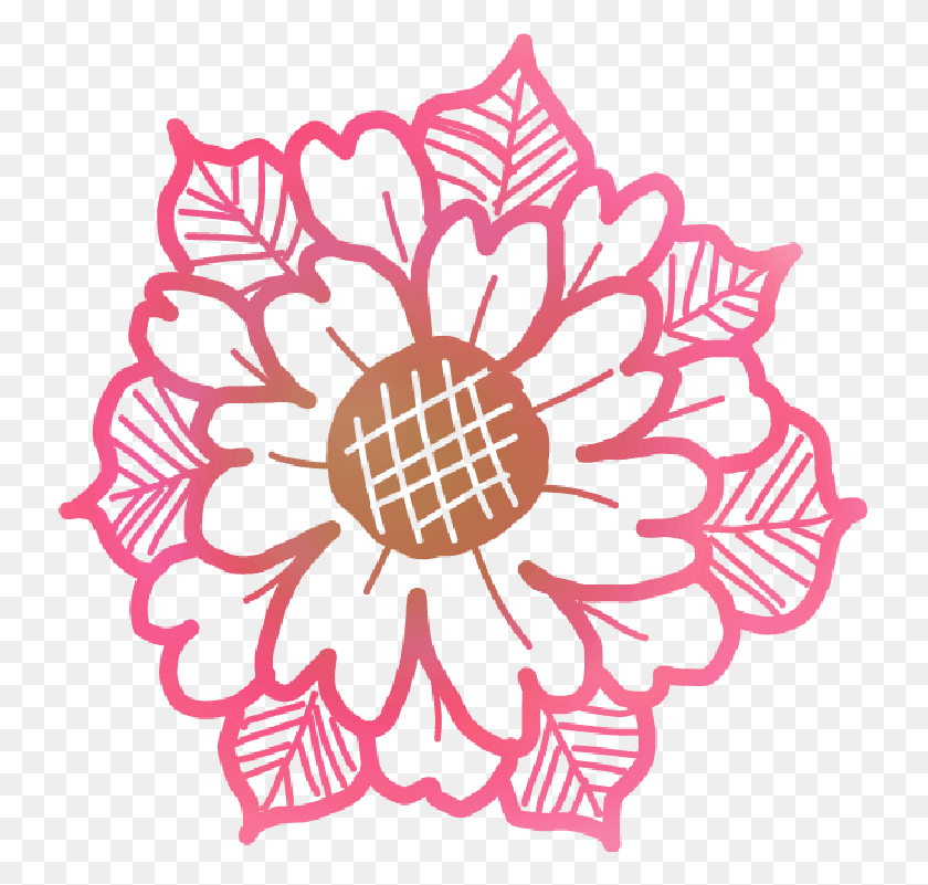 733x741 Mandala Flower Floral Doodle Pink Free Freetouse Floral Design, Pattern, Graphics HD PNG Download