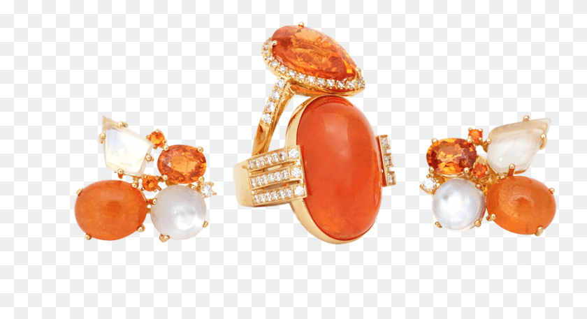 863x440 Mandarin Garnets Moonstones And Diamonds Fine Jewels Mandarin Garnet, Accessories, Accessory, Jewelry HD PNG Download