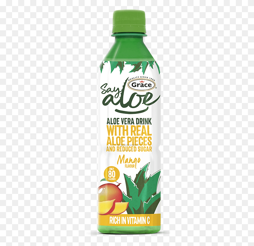 287x752 Mango Foliage Aloe Grace Foods, Text, Bottle, Beer HD PNG Download
