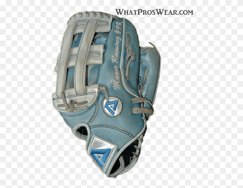 497x589 Manny Ramirez Blue Glove Light Blue Baseball Glove, Clothing, Apparel, Team Sport HD PNG Download