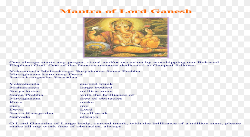 844x435 Mantra Of Lord Ganesh Religión, Persona, Humano, Texto Hd Png