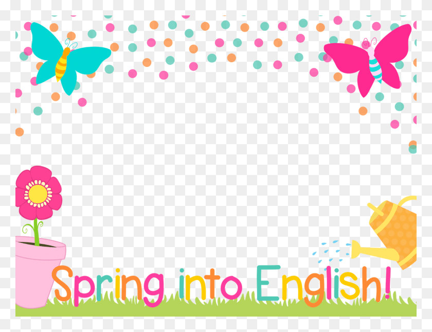 1200x900 Manycam Fun Spring Time Border Spring Into English Border Manycam, Paper, Confetti Hd Png Скачать