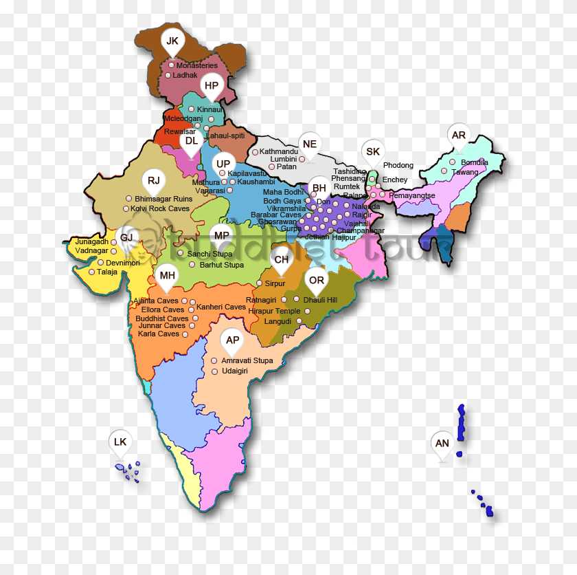 669x776 Descargar Png / Mapa De Monasterios Budistas En La India