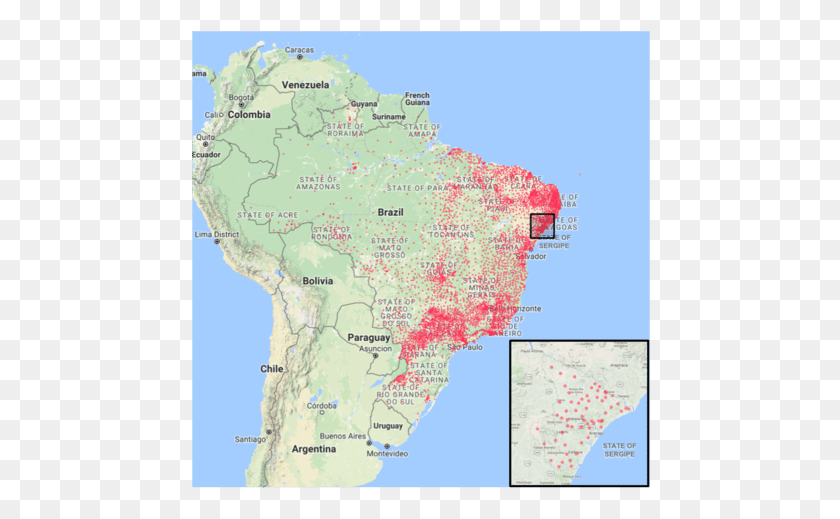 462x459 Map Of Aedes Aegypti Mosquito Occurrences In Brazil Atlas, Diagram, Plot, Vegetation HD PNG Download