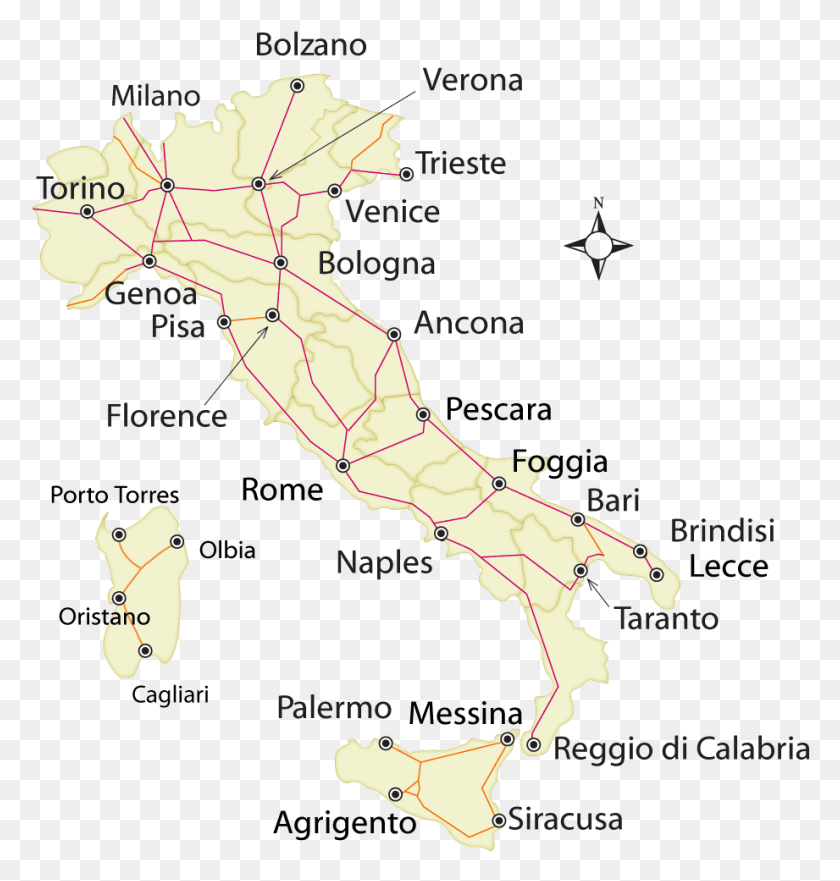 921x970 Map Of Ancona Italy A Guide To Traveling Italy By Train Map Of Italy Train Lines, Diagram, Plot, Atlas HD PNG Download
