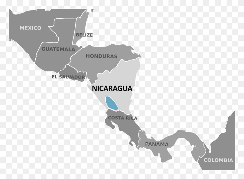 848x605 Map Of Central America Honduran Small Eared Shrew, Diagram, Plot, Atlas HD PNG Download