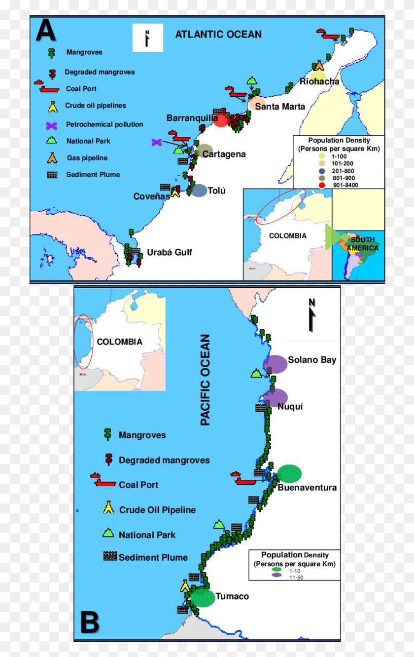 724x1271 Map Of Colombian Coasts Showing Strategic Locations Map, Plot, Diagram, Flyer HD PNG Download