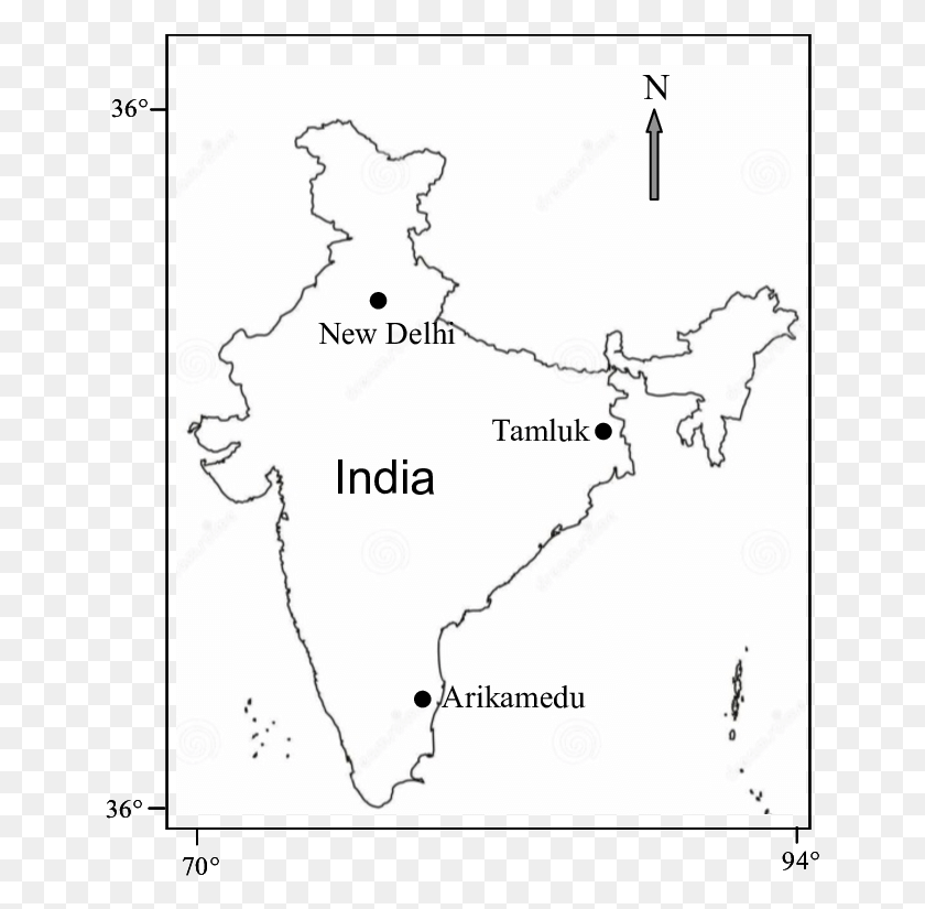 649x765 Карта Индии С Указанием Положения Тамлука И Арикамеду, Контур Карты Индии, Участок, Диаграмма, Атлас Hd Png Скачать
