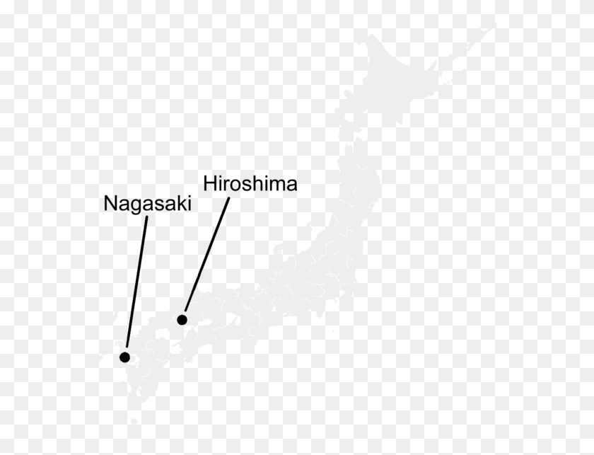 569x583 Map Of Japan Marking Nagasaki And Hiroshima With Text Hiroshima And Nagasaki Location, Diagram, Stencil, Plot HD PNG Download