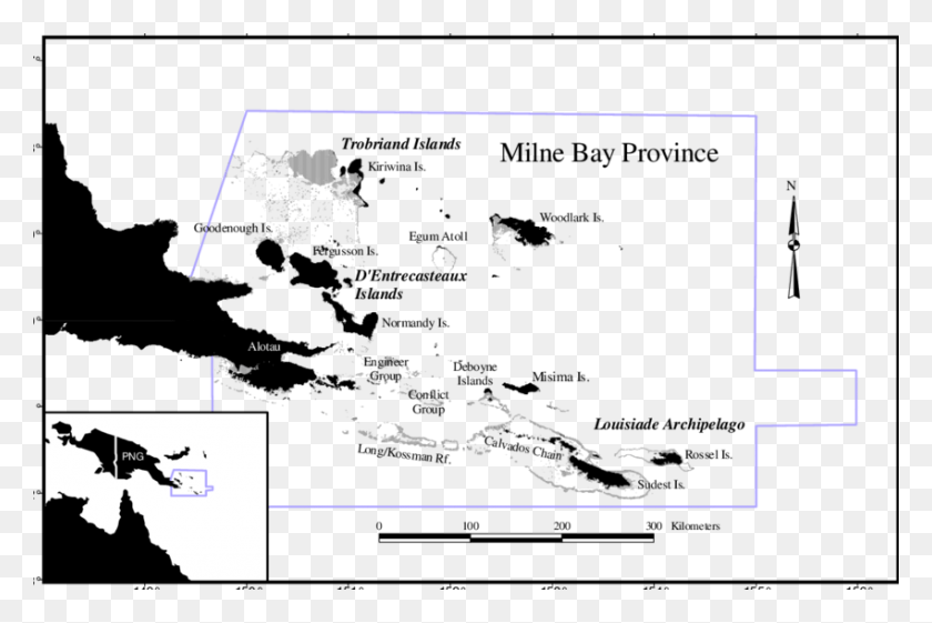850x547 Map Of Milne Bay Province Showing The Major Island Milne Bay Province Map, Plot, Nature, Outdoors HD PNG Download