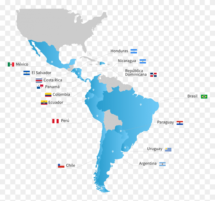 1897x1764 Descargar Png Mapa De Nuestros Clientes Religión Mapa De América Latina, Diagrama, Atlas Hd Png