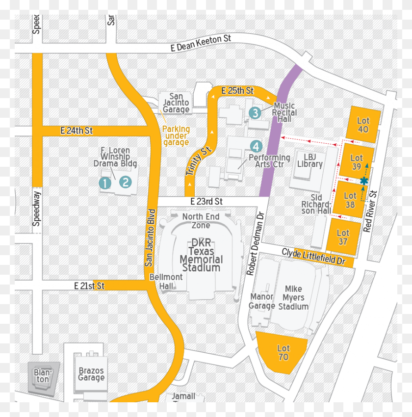 842x853 Map Of Parking Surrounding Fine Arts Venues Erwin Center Drive Parking, Plan, Plot, Diagram HD PNG Download