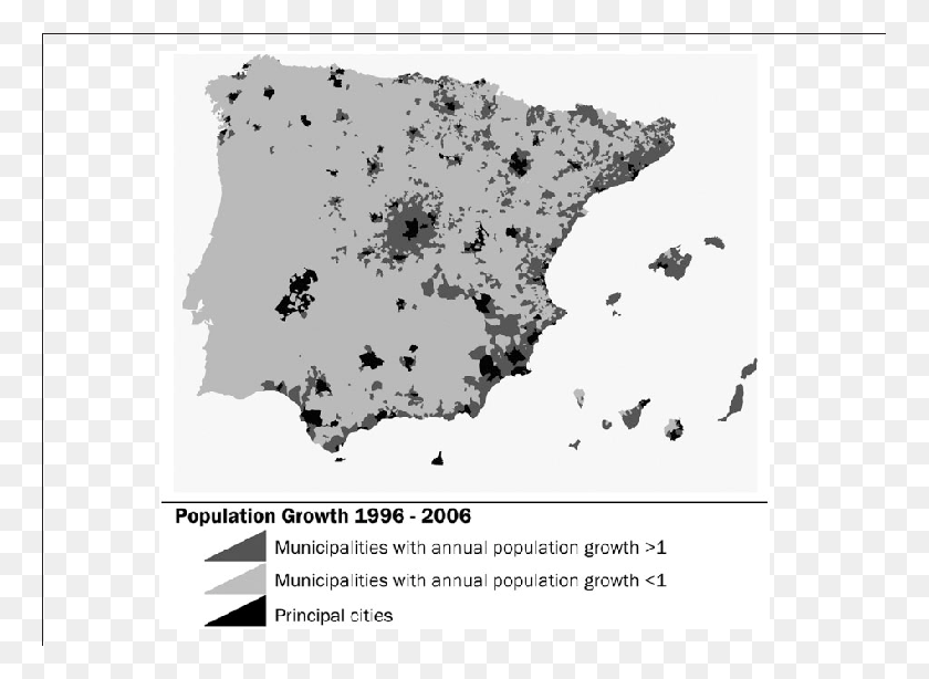 763x554 Map Of Spain With Those Municipalities With An Annual Population Growth In Spain Map, Plot, Diagram, Atlas HD PNG Download