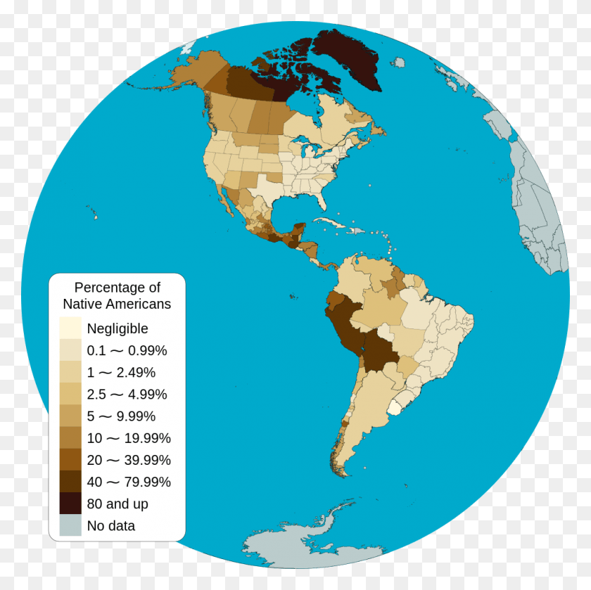 1000x1000 Map Of The Americas Showing The Percentage Of Native Percentage Of Native American In Americas, Outer Space, Astronomy, Universe HD PNG Download