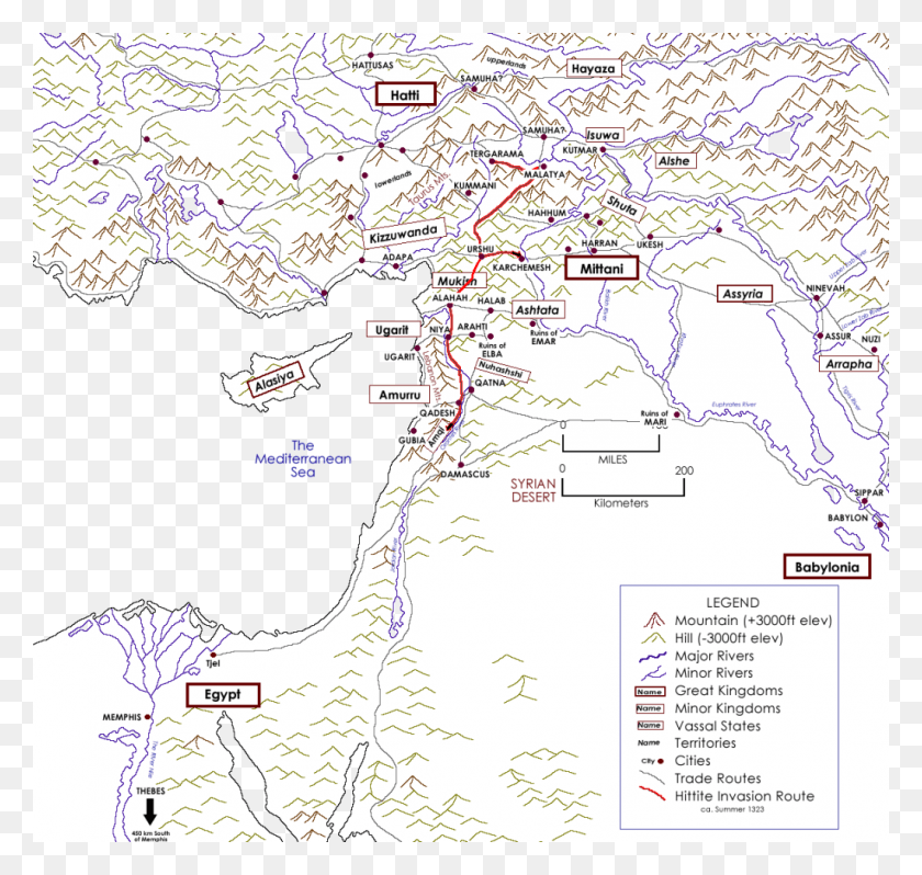 1024x969 Map Of The Ancient Near East Showing The Hittite Invasion Hittite Invasion Route, Plot, Diagram, Atlas HD PNG Download