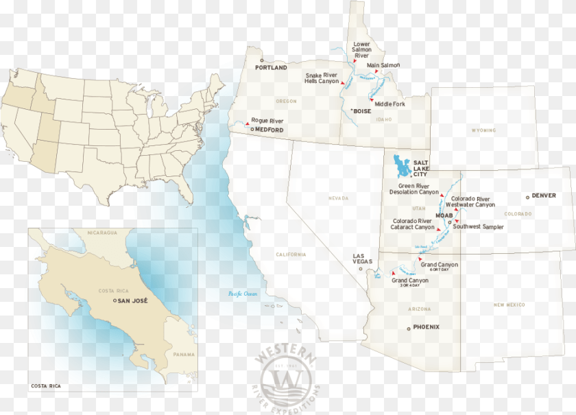 951x685 Map Of The Best Western Rivers Southwestern United States, Chart, Plot, Atlas, Diagram Sticker PNG
