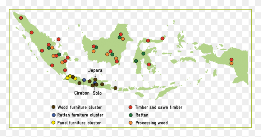 850x417 Map Of The Indonesian Furniture Clusters Map Of Indonesia Illustration, Diagram, Plot, Graphics HD PNG Download