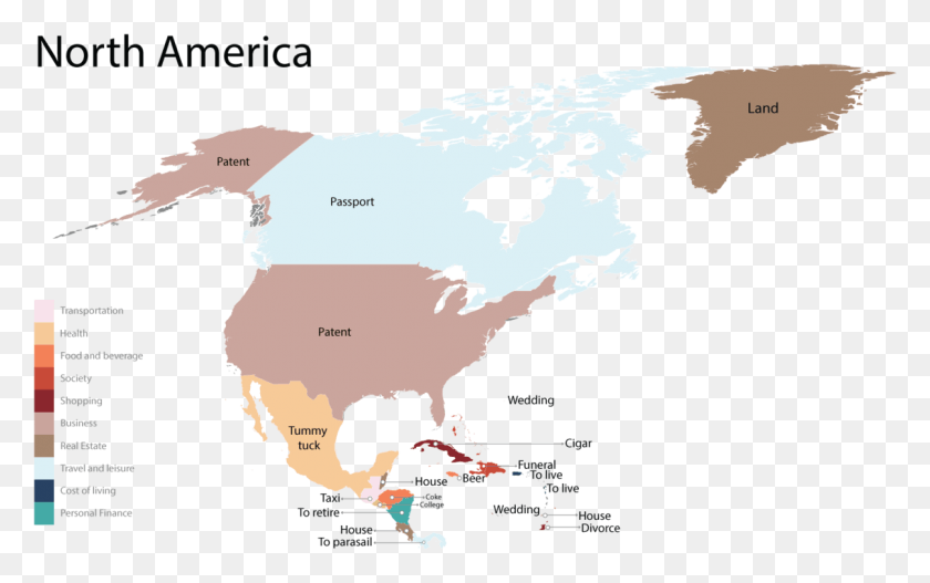1206x723 Descargar Png Mapa De Los Productos Más Buscados En Google En América Del Norte 1 País En América Del Norte, Cartel, Publicidad, Diagrama Hd Png