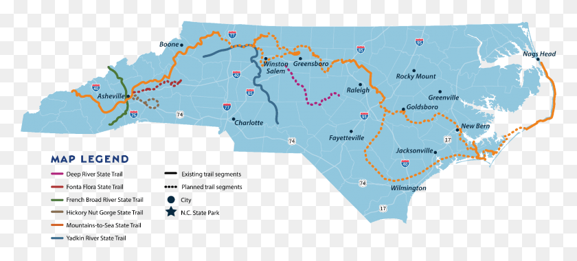 2264x929 Descargar Png Mapa Del Sistema De Senderos Del Estado De Carolina Del Norte, Mapa De Carolina Del Norte, Atlas, Diagrama Hd Png