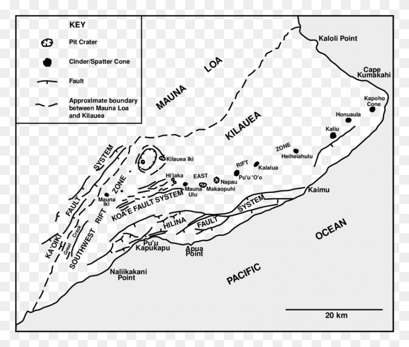 850x713 Карта Юго-Восточного Угла Острова Гавайи39I Карта Гавайев Рифтовая Зона, Участок, Диаграмма, Природа Hd Png Скачать