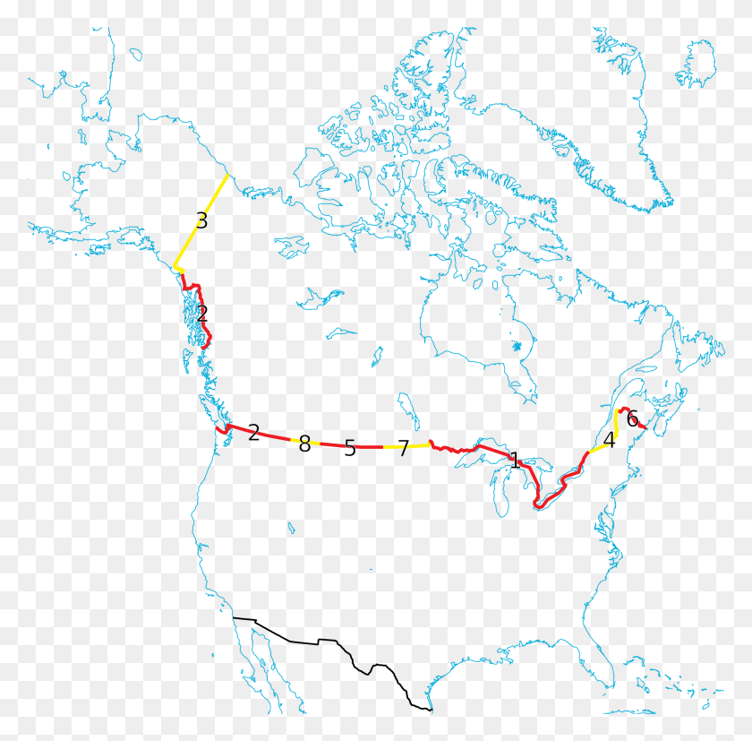 1992x1959 Descargar Png Mapa De Estados Unidos, Canadá, 16 Archivo Us Border Svg Wikimedia Canada Us Border, Al Aire Libre, La Naturaleza, Parcela Hd Png Descargar